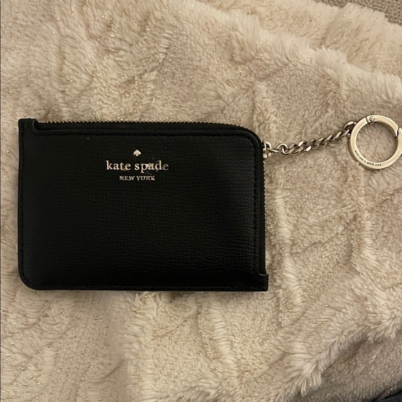Kate Spade Black Leather Zip Wallet with Keychain as is - Picture 1 of 2